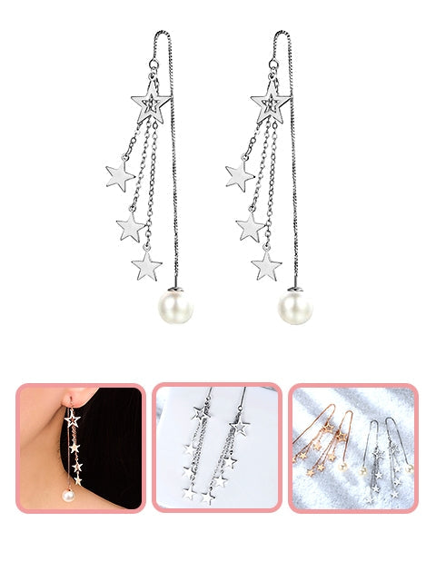 A Dozen of Luxury Faux Pearl & Star Style Dangle Earrings (W74)