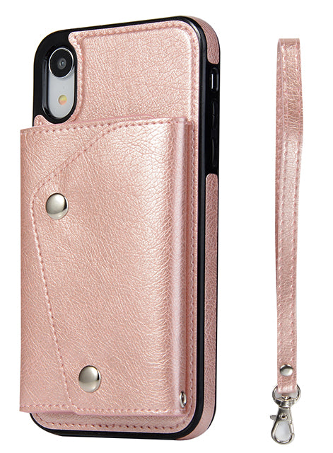 iPhone XR(6.1") Kickstand Wallet Case with Credit Card Pockets